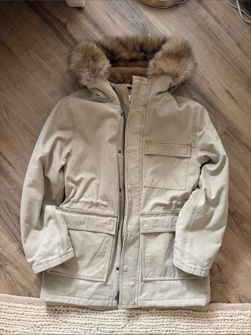 TNA Hooded Puffer Jacket with Faux-Fur Trim